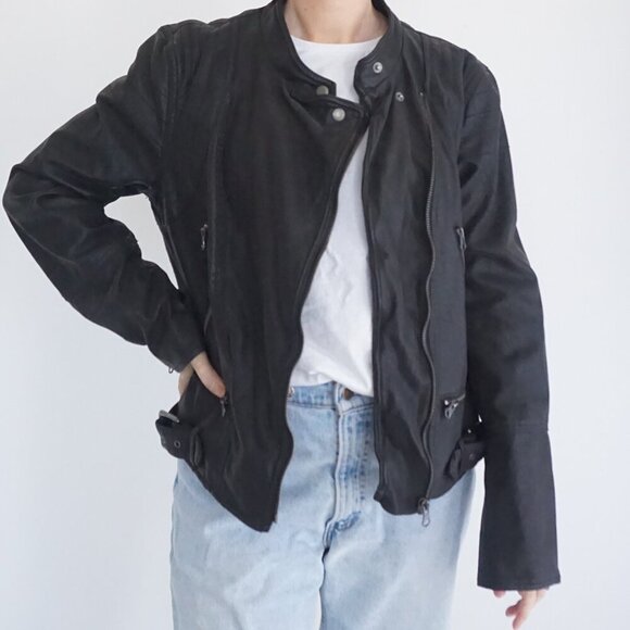 Free People We The Free Rebel Black Faux Leather Zip Moto Biker Jacket Xl - Picture 2 of 16